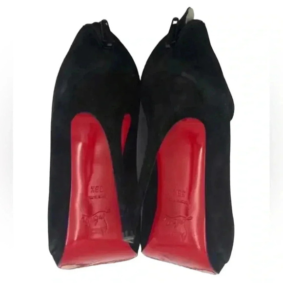 Christian Louboutin AUTHENTIC Black Suede Stiletto Heel Ankle Booties Size 38.5 - Picture 8 of 9